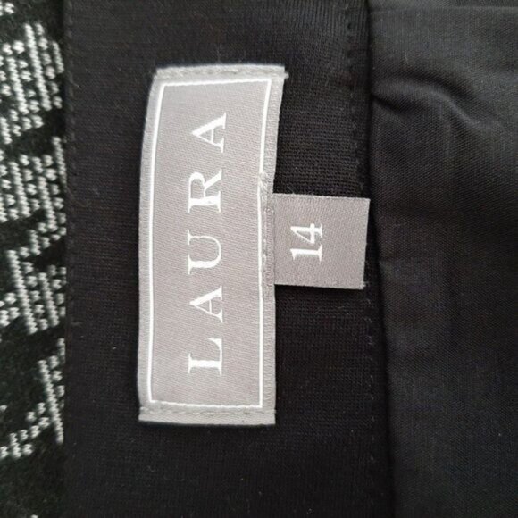 LAURA / Soft Mini Pencil Skirt Classic Houndstooth Pattern Sz 14 - Picture 7 of 8